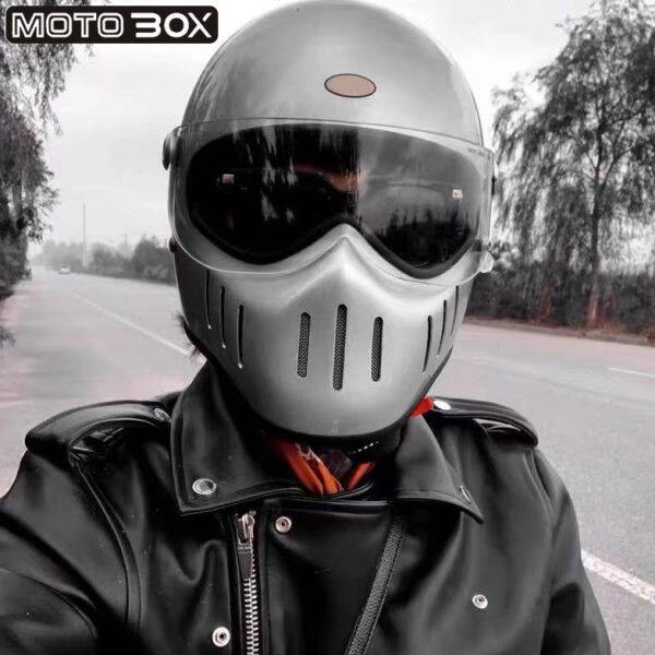 复古哈雷小体全盔电动车头盔幽灵骑士男女安全帽防雾骑行四季通用