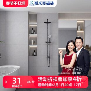 斯米克瓷砖400*800素色微水泥防滑地砖石纹厨房卫生间墙砖朗月灰