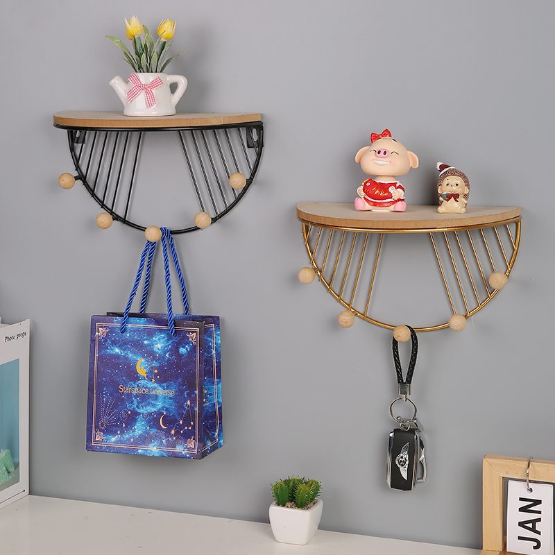 创意免打孔客厅墙上置物架卧室房间墙壁收L纳架卫生间铁艺装饰壁