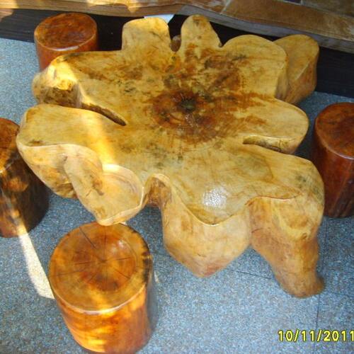莲花鼎 整棵榆树根雕茶台 奇石底座别墅装饰  实木茶几 年年有余