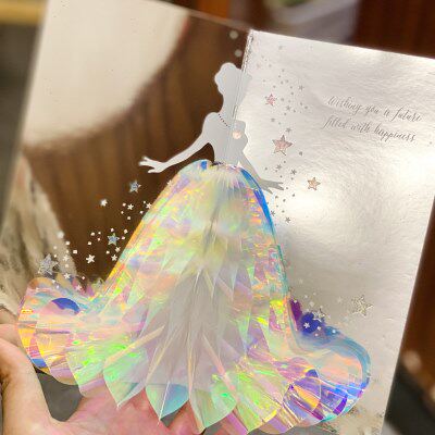 少女心礼物立体贺卡公主裙蜂巢万用节日卡片精致38妇女女王节贺卡
