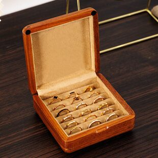 匠功夫纯实木戒指盒收纳盒迷你木质耳钉盒袖扣盒吉他拨片收纳礼盒