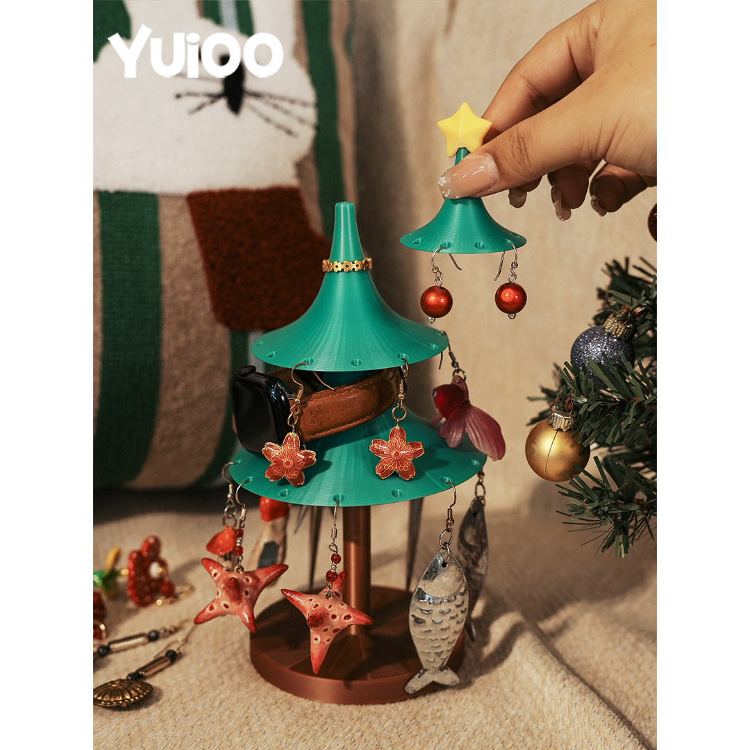Yuioo原创3D打印圣诞树首饰架桌面旋转耳环耳钉展示架戒指收纳架,饰品/流行首饰/时尚饰品新,首饰展示架,淘宝优惠券,粉丝福利购,淘宝优惠卷