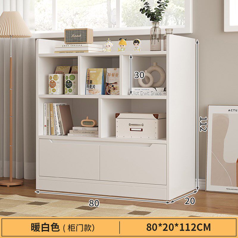 简易格子柜客厅柜门落地置物架靠墙书架家用书柜组合带一体收纳柜