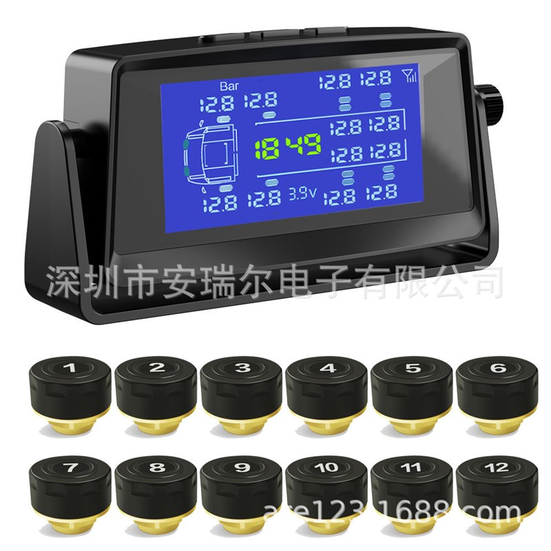 6轮8轮10轮货车轻卡房车无线胎压监测器太阳能胎压TPMS胎压监测器