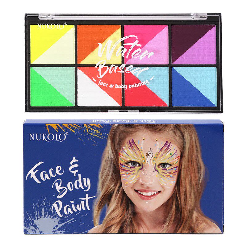 NUKOLO 8色双拼彩绘颜料套盒 水溶性彩绘膏荧光哑光珠光双拼颜料