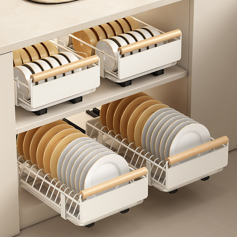 厨房碗碟收纳层架整体橱柜内置放碗盘沥水架抽拉碗架放碗拉篮餐具,厨房/烹饪用具,厨房置物架/置物柜/角架,淘宝优惠券,粉丝福利购,淘宝优惠卷