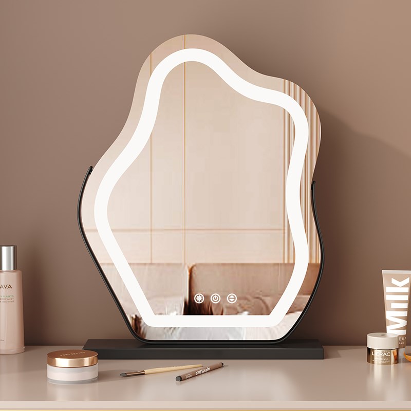 云朵化妆镜子真高清led带灯台式桌面梳妆镜智能卧室家居简约异型