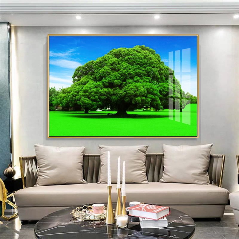 现代简约森林大树装饰画客厅卧室墙壁画绿色风景树木树林餐厅挂画图片