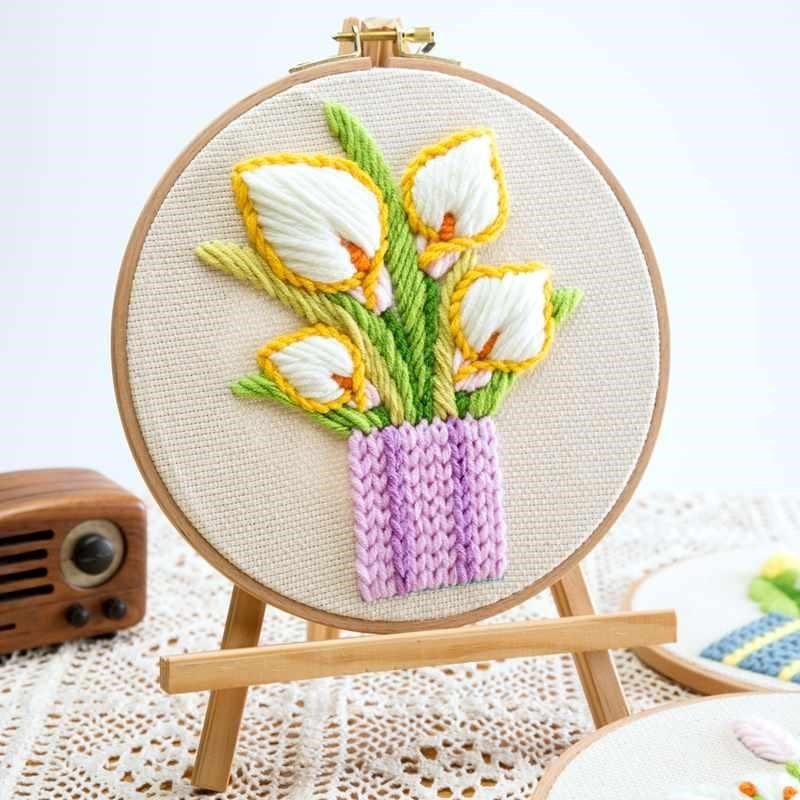 刺绣手工自绣材料包成人毛线立体diy欧式编织手捧绣球花布新品