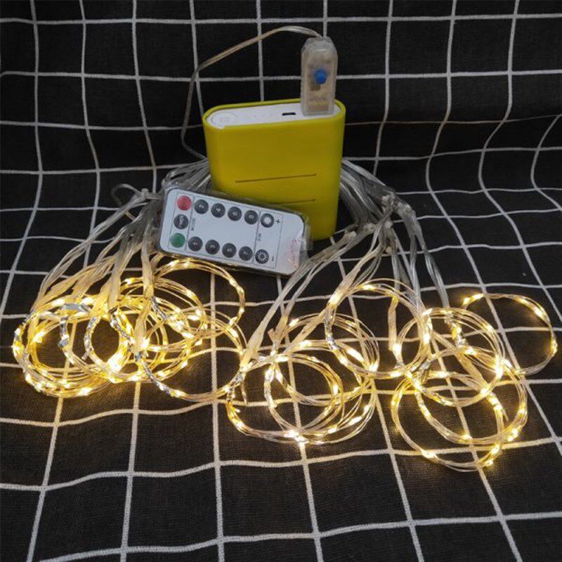 led彩灯窗帘灯24V铜线灯串户外防水公母接3*3米480灯冰条背景装饰