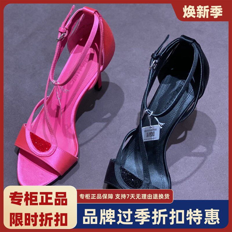 露娜女鞋LUNA春夏优雅水钻细跟凉鞋鱼嘴脚背带气质高跟鞋SLX32108