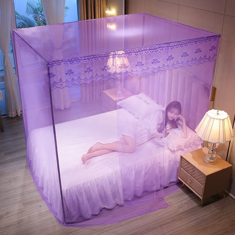 蚊帐1.8床家用单开门1.0m老式1.2米床学生宿舍免安装公主升级款粉