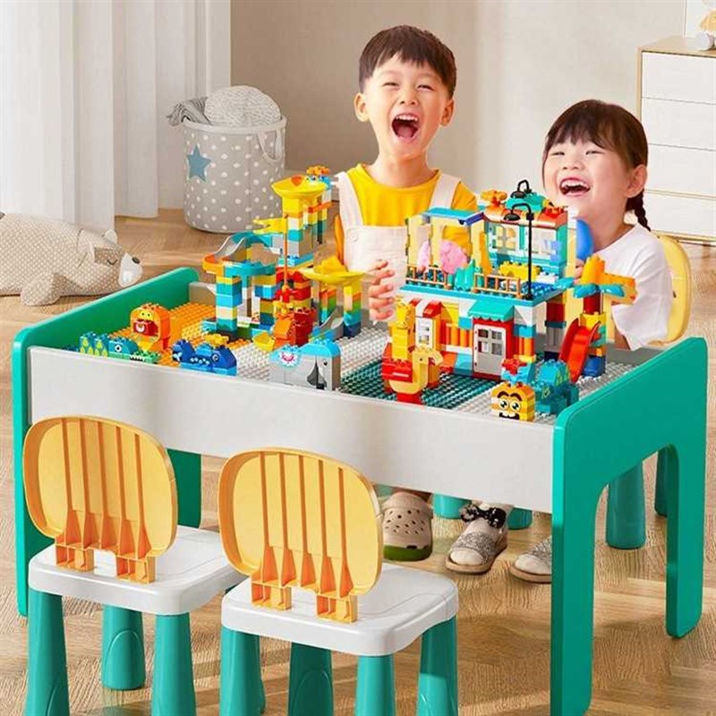 新款积木桌子儿童大颗粒男女孩宝宝拼装多功能大尺寸实木3玩具2岁