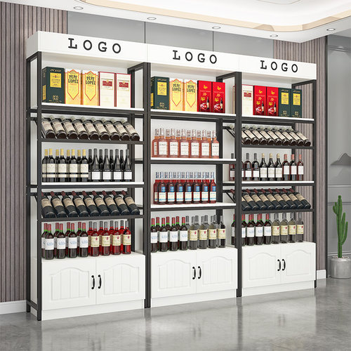 红酒柜展示架酒吧超市酒庄商y用铁艺落地酒架置物架葡萄酒陈列柜