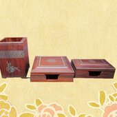 办公用品 花梨木笔筒 名片盒 便签本盒子 实用礼品 印泥盒