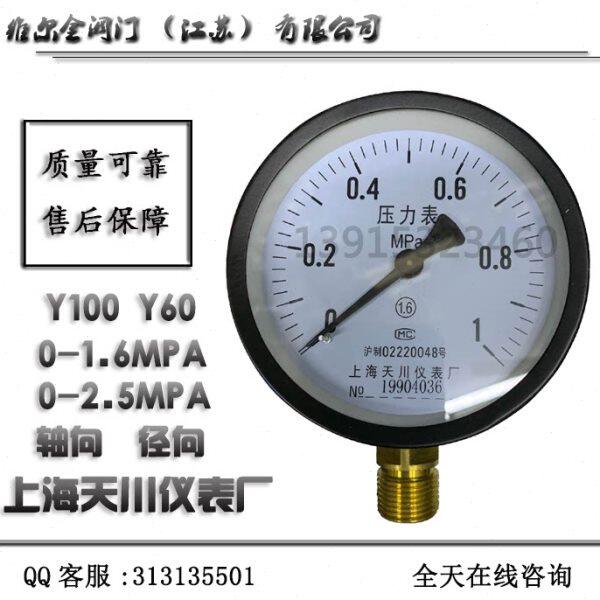 上海天川仪表厂压力表储气罐压力表Y100 Y60 0-1.0 0-1.6 0-2.5