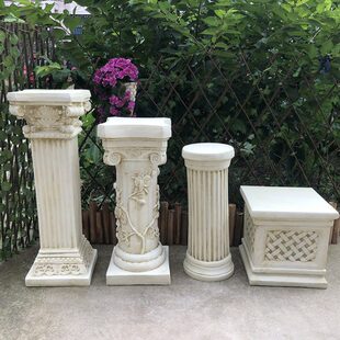 欧式复古别墅门厅户外庭院阳台大落地装饰摆件花盆雕像罗马柱底座