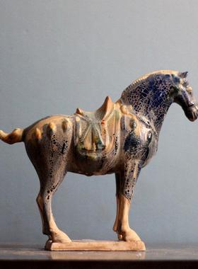 陶瓷马摆件仿古六骏马洛阳唐三彩陶瓷家居复古风工艺品装饰