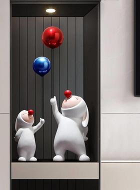 轻奢高档网红气球兔子电视柜两边桌面装饰品摆件客厅落地家居玄关