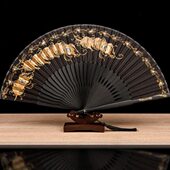 扇子女式 丝绸折扇孔雀翎舞蹈扇中国风竹骨复古风折叠女扇送学生