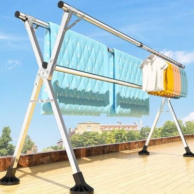 不锈钢衣架室内凉被子专用架加厚落地可折叠晾衣架晒被子的掠衣捍