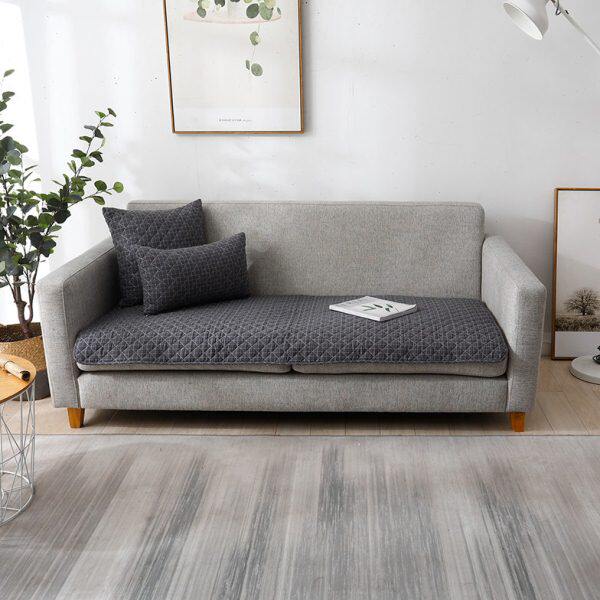 北欧简约沙发垫全棉布艺坐垫防滑四季通用黑白格蓝色灰色白色定做