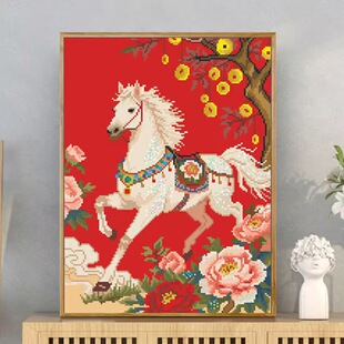 十字绣彩珠绣串珠绣圆珠子绣十字绣马上有福马到成功马上有钱