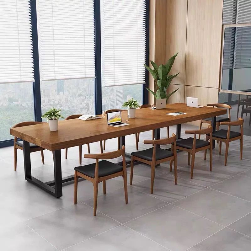 美式loft实木会议桌长桌简约长条桌培训桌工作台电脑桌大办公桌子