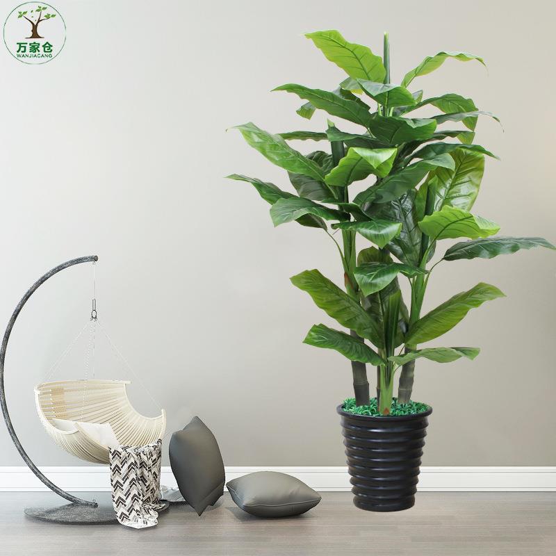 仿真植盆物栽摆件客厅假花植滴水观假树UUF仿真绿树音装饰发财树