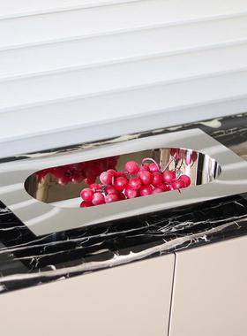 轻轻奢不锈钢方形果盘奢长家高级感用客厅样板房收纳托盘FRF装饰