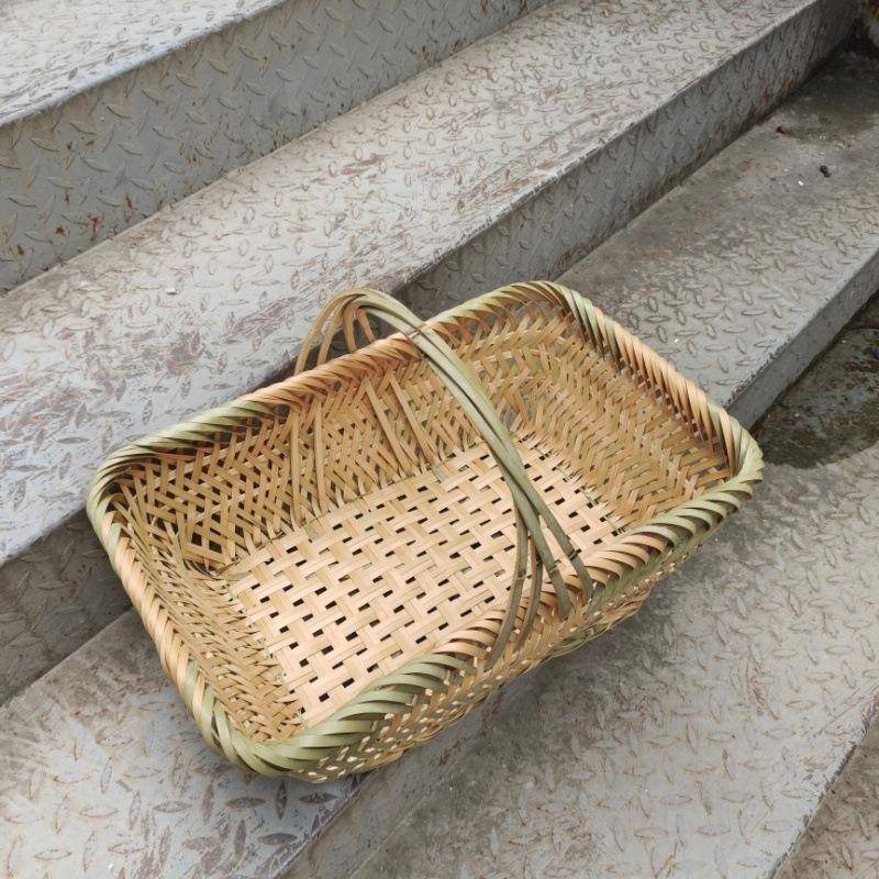 篮子竹编大老式竹编篮子号提水果村编织筐老式手篮菜篮子农4R+LgR