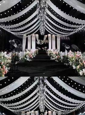 婚庆牛奶幔弹力F97789HT布韩式婚礼堂舞台饰吊顶装布酒店顶部云顶