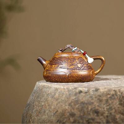 文发宜货兴紫砂壶匠人手工制原矿龙骨金砂作猛虎观山石ZTK密瓢壶