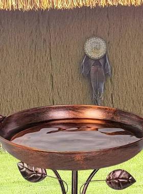 美式复古饰做户外艺喂鸟器鸟浴盆铁旧陈列装带地001插花园装饰品