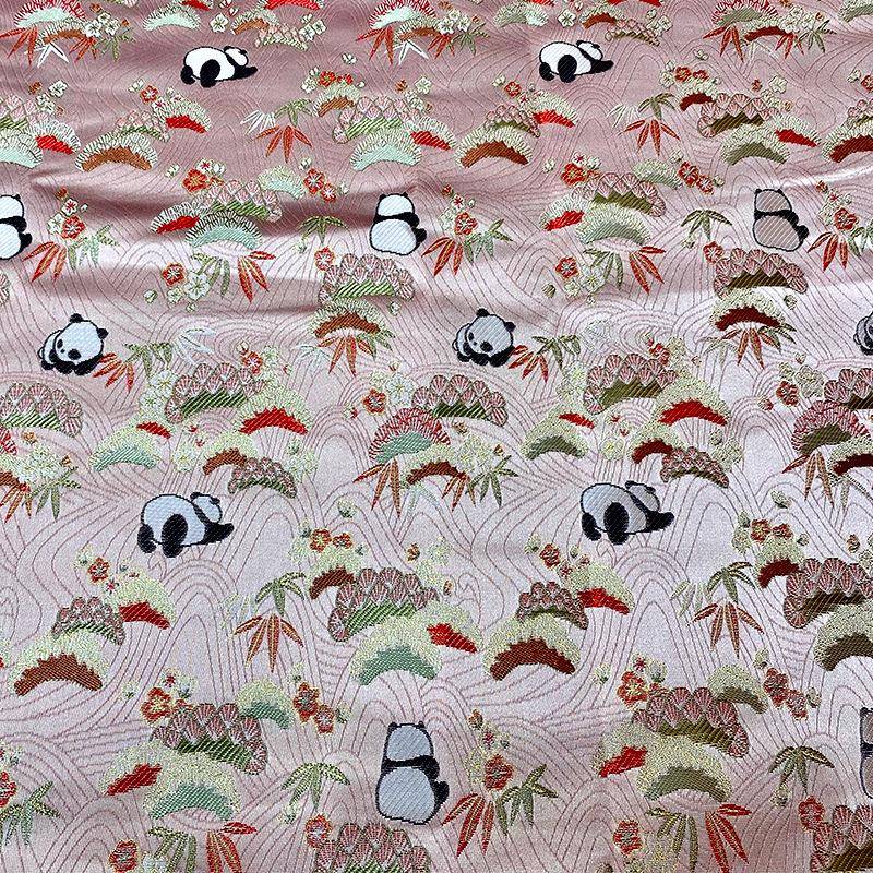 150cm门幅风织锦花缎布料童旗装大熊猫拜年服BJX汉服国袍唐装提面