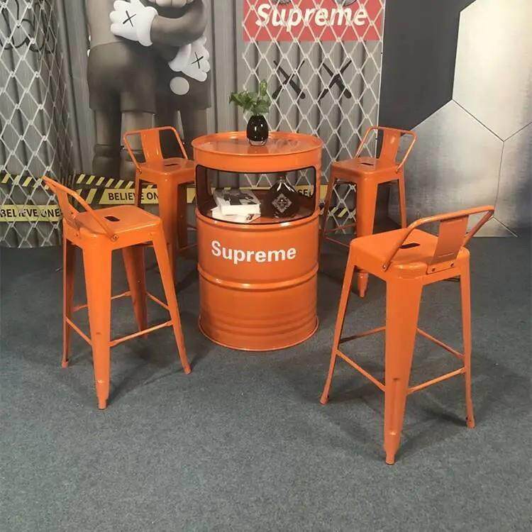 工业风酒吧椅组奶茶烧烤店ktv铁艺油桶创意复桌古合高吧299脚台桌