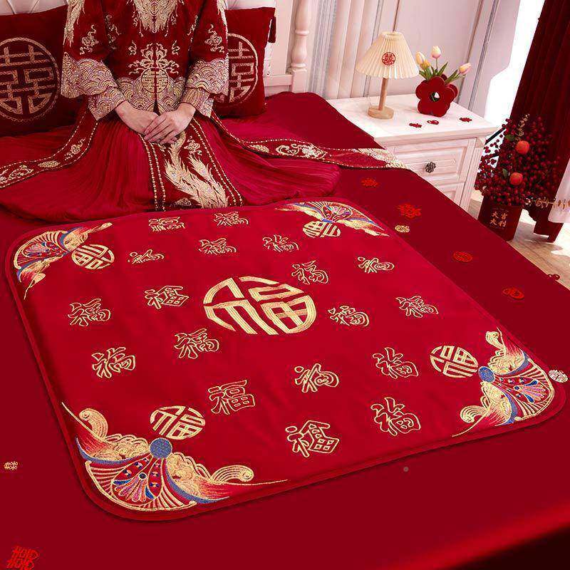 婚礼结婚嫁福被新娘出坐福坐喜垫垫福垫婚庆厂家直供垫百福坐福婚