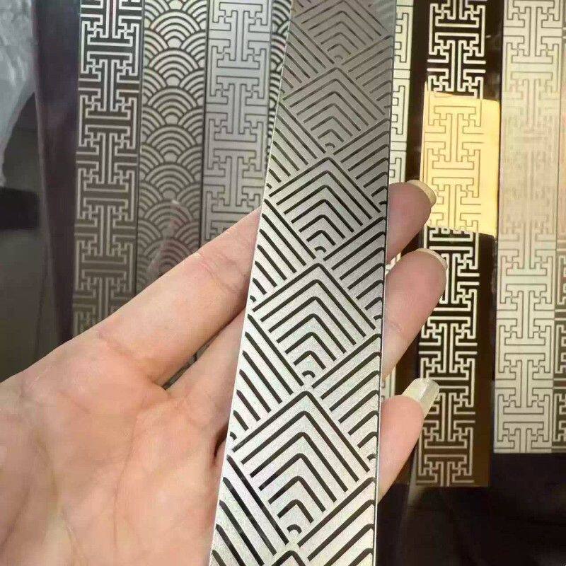 几何纹路金属装饰条铝条带花腰线不锈钢腰线花纹地脚线鱼鳞纹万字