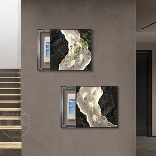 开关闸盒盒遮挡两联中式装饰画箱电新电表箱组合R弱电上下画九鱼