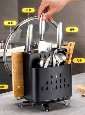 360度旋转刀2022012架置架厨房多功能台面菜刀筷架筒子刀物具一体