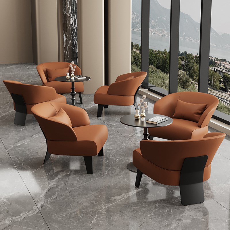 现代简约洽谈单人沙发民宿4Sx店接待休息区桌椅组合商务办公懒人