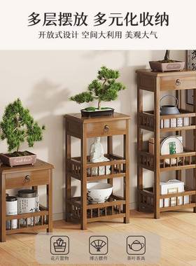 新中花式架客厅台落01010地花架子多层花阳盆架高置端实木盆景架