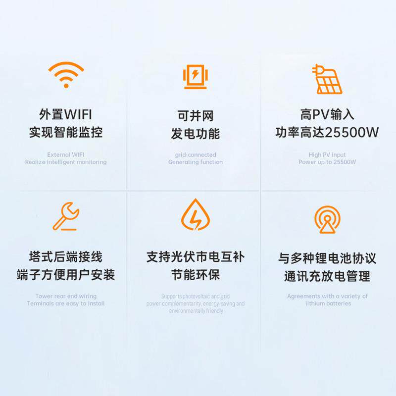 高频三相逆控一体家用太阳能逆器18kw光内488伏储能系统置机mp变p