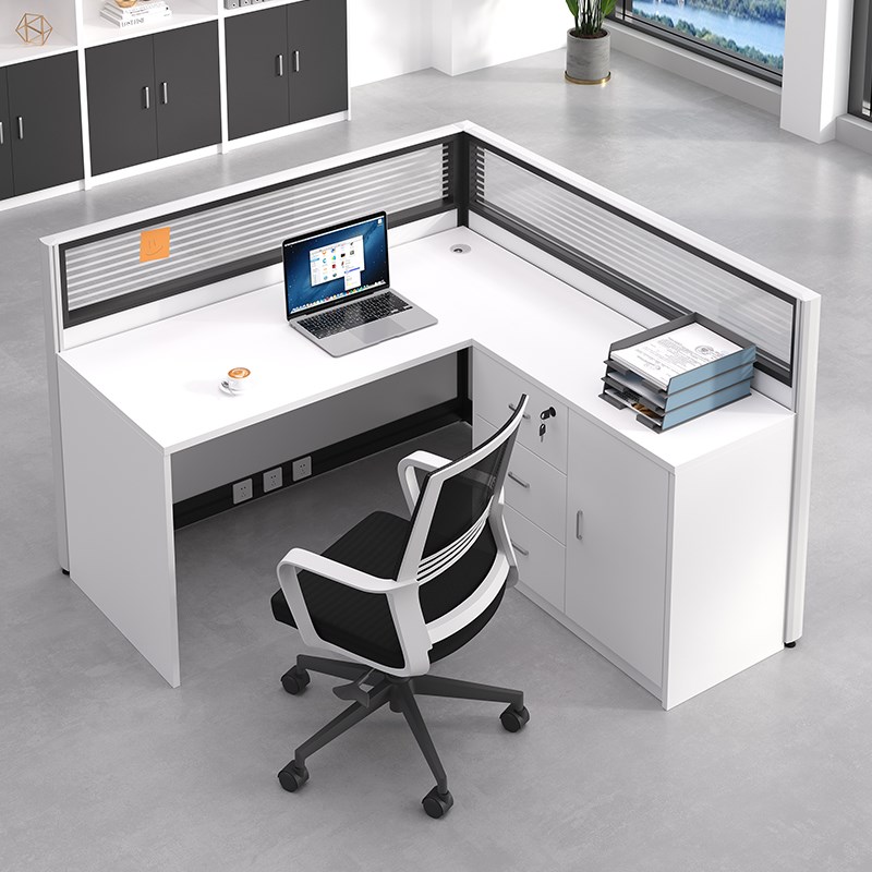 转角办公桌dl型1400职员办公桌椅组合办公室屏风卡位f型工位带抽