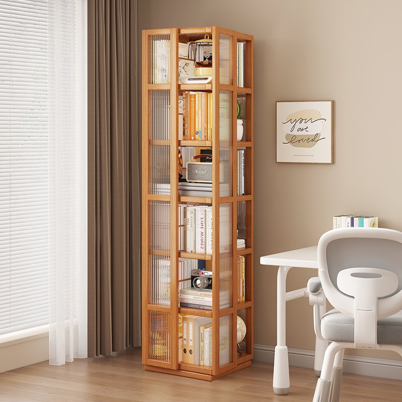 旋转书架落地置物架家用客厅36A0度收纳架简易多层儿童仿实木书柜