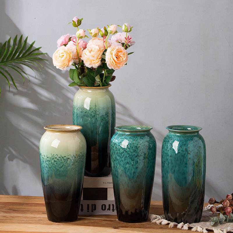 现代简约水培摆陶瓷花瓶件插客厅花干花CAX花复古富贵竹轻奢盆花