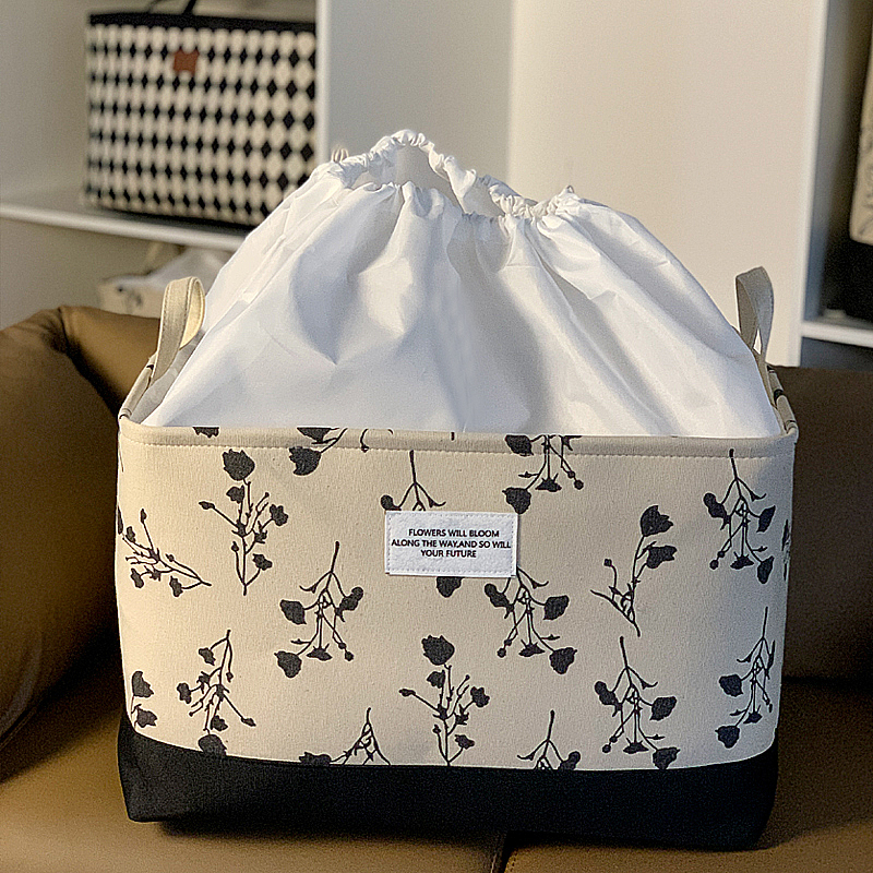加厚布艺c束口折叠收纳筐衣服衣柜被子收纳箱搬家袋子手提收纳桶