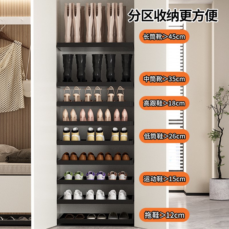 鞋柜踢脚抽入户柜家用滑动抽屉托盘滑K动落地门口反弹抽拉鞋架