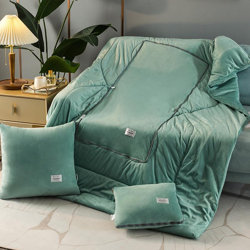 贴布绣纯色抱枕被被抱枕被子两二合一秋季毛绒制定靠枕厚款加用厚